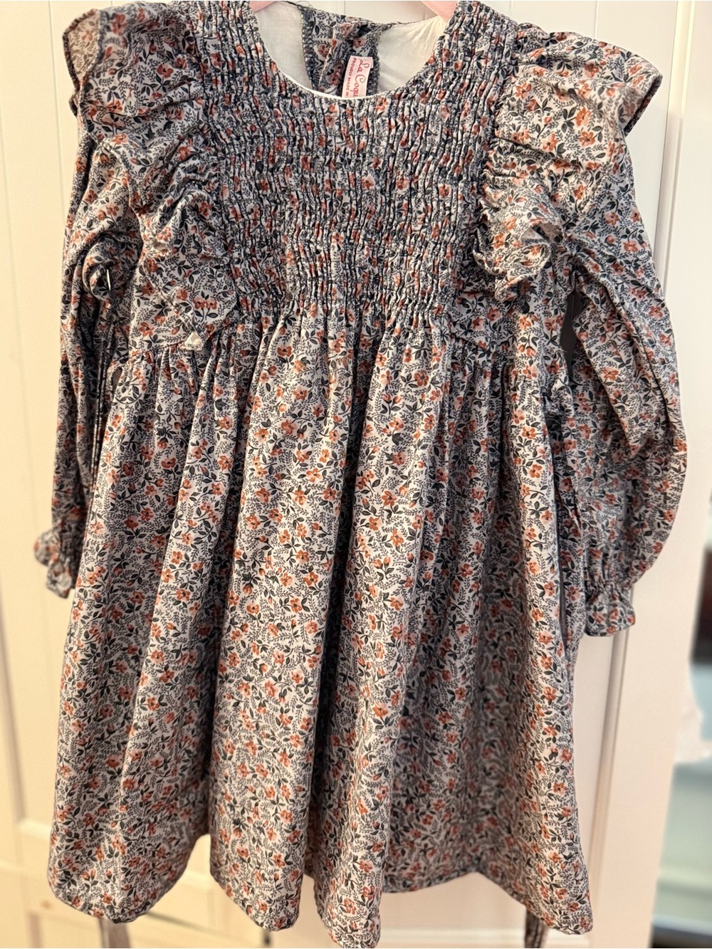 La Coqueta Smocked Floral Long-Sleeve Girls Dress